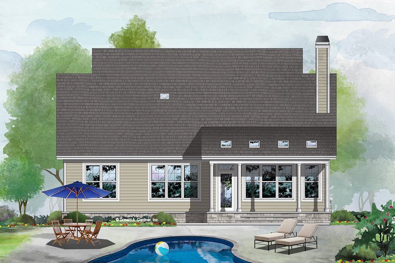 Architectural House Design - Exterior - Rear Elevation 1 for Cottage House Plan #929-1126 - 3 bed, 3.5 bath