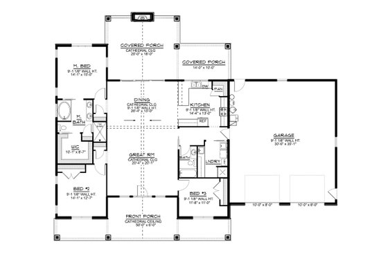Floor Plan - Main Floor for Country House Plan #1064-360 - 3 bed, 2 bath