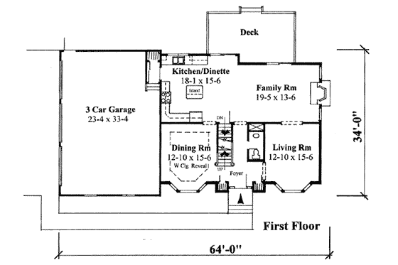 Floor Plan - Main Floor for Traditional House Plan #75-145 - 4 bed, 2.5 bath