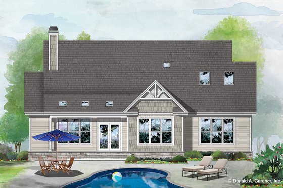 Exterior - Rear Elevation for Craftsman House Plan #929-1112 - 3 bed, 2 bath