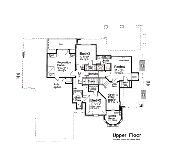 House Blueprint - European Floor Plan - Upper Floor Plan #310-644