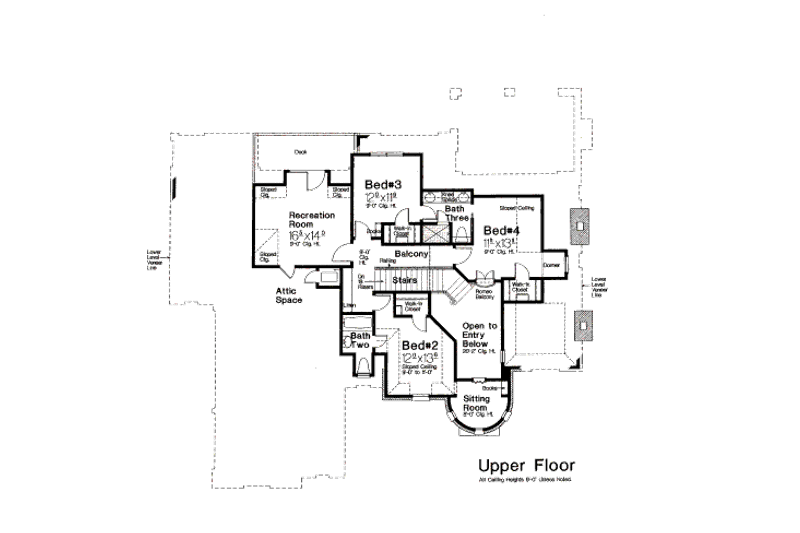 House Blueprint - Floor Plan - Upper Floor for European House Plan #310-644 - 4 bed, 3.5 bath