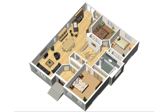 Floor Plan - Main Floor 1 for European House Plan #25-4646 - 3 bed, 1 bath