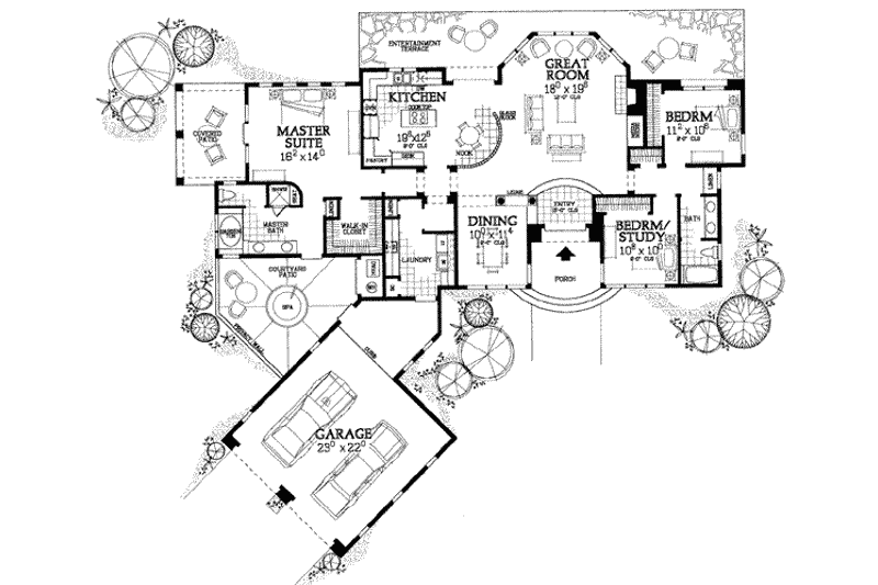 Home Plan - Floor Plan - Main Floor for European House Plan #72-130 - 3 bed, 2 bath