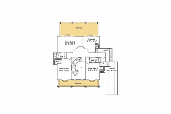 Floor Plan - Upper Floor for Southern House Plan #135-185 - 5 bed, 4.5 bath