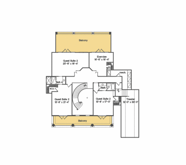 Southern Floor Plan - Upper Floor Plan #135-185
