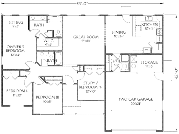 Ranch Floor Plan - Main Floor Plan #24-194