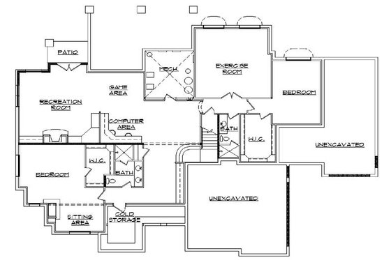 Floor Plan - Lower Floor for European House Plan #5-439 - 7 bed, 5 bath
