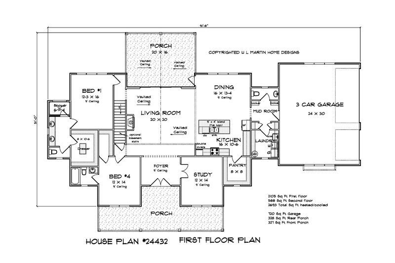 Home Plan - Floor Plan - Main Floor for Farmhouse House Plan #513-2224 - 4 bed, 3.5 bath