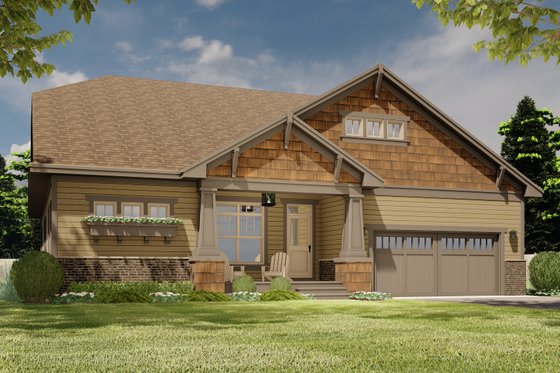 Exterior - Front Elevation 3 for Craftsman House Plan #51-1184 - 3 bed, 2 bath