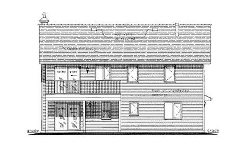 House Blueprint - Exterior - Rear Elevation for Traditional House Plan #18-274 - 3 bed, 2 bath