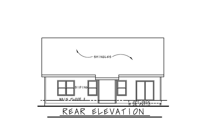 House Plan Design - Exterior - Rear Elevation for Craftsman House Plan #20-2470 - 2 bed, 2 bath