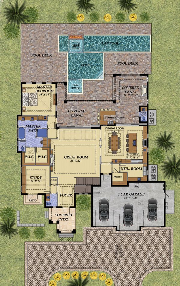 Mediterranean Floor Plan - Main Floor Plan #548-16