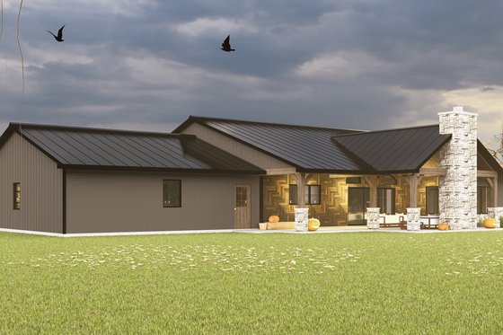 Exterior - Rear Elevation 1 for Ranch House Plan #1064-191 - 3 bed, 2 bath