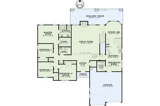 Floor Plan - Main Floor for European House Plan #17-2256 - 4 bed, 2 bath