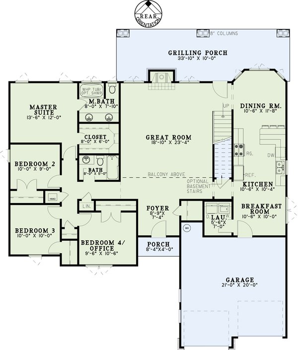 Floor Plan - Main Floor for European House Plan #17-2256 - 4 bed, 2 bath