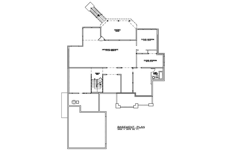 Architectural House Design - Floor Plan - Lower Floor for Craftsman House Plan #1100-137 - 3 bed, 2 bath