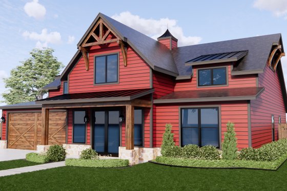 Exterior - Front Elevation 6 for Barndominium House Plan #1096-100 - 4 bed, 3 bath