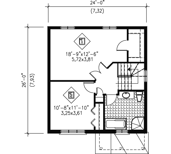 European Floor Plan - Upper Floor Plan #25-4007