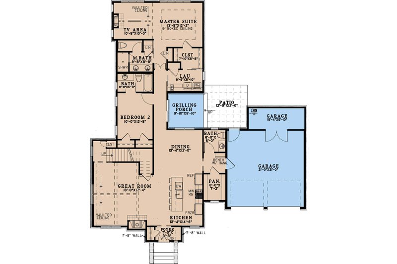 House Blueprint - Floor Plan - Main Floor for Bungalow House Plan #923-478 - 3 bed, 3.5 bath