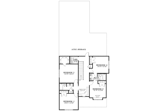 Floor Plan - Upper Floor for Traditional House Plan #17-2100 - 5 bed, 2.5 bath