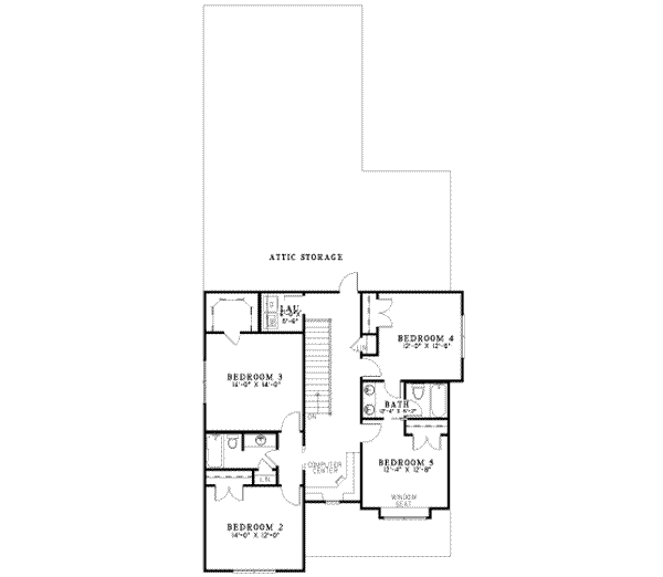 Traditional Floor Plan - Upper Floor Plan #17-2100