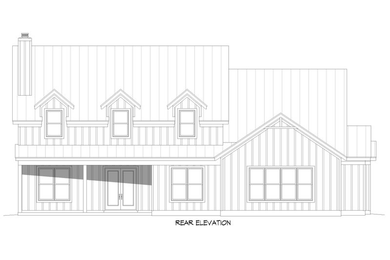 Architectural House Design - Exterior - Rear Elevation for Farmhouse House Plan #932-1457 - 4 bed, 4.5 bath