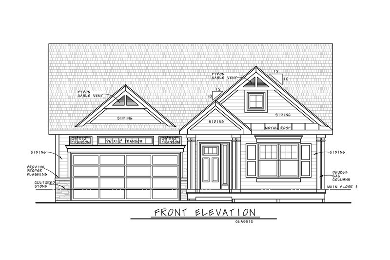 Architectural House Design - Exterior - Front Elevation 3 for Traditional House Plan #20-2602 - 2 bed, 2 bath