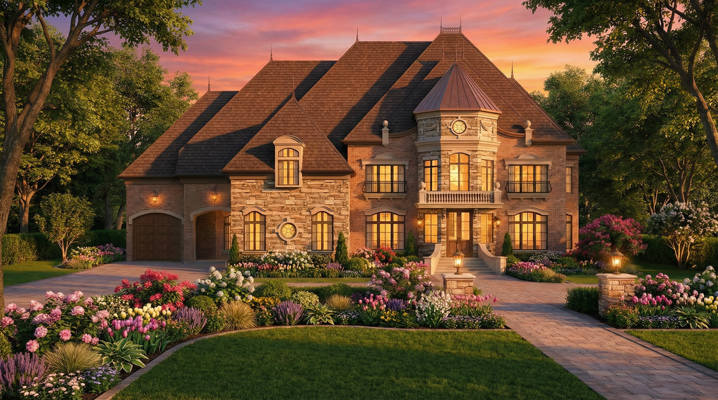 Exterior - Front Elevation 5 for European House Plan #119-197 - 5 bed, 5 bath