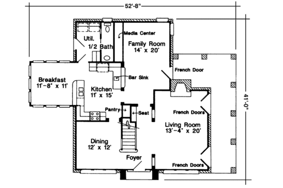 Floor Plan - Main Floor for European House Plan #410-371 - 3 bed, 2.5 bath