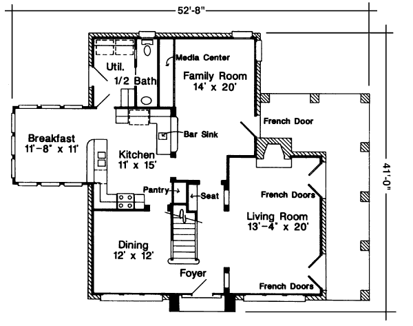 House Blueprint - European Floor Plan - Main Floor Plan #410-371