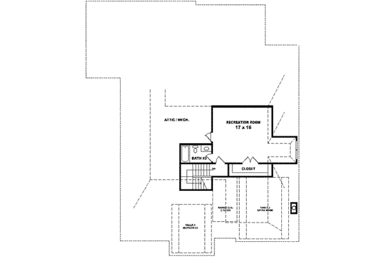 Floor Plan - Upper Floor for European House Plan #81-620 - 3 bed, 2 bath