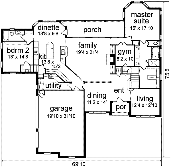 Traditional Floor Plan - Main Floor Plan #84-188