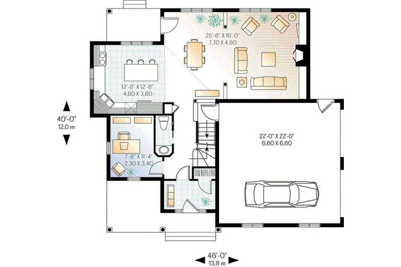 Home Plan - Floor Plan - Main Floor for Country House Plan #23-336 - 3 bed, 2.5 bath