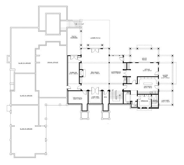 Craftsman Floor Plan - Lower Floor Plan #132-215