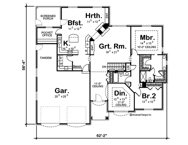 Architectural House Design - Traditional Floor Plan - Main Floor Plan #455-119