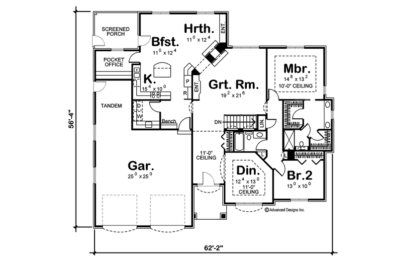 House Blueprint - Floor Plan - Main Floor for Traditional House Plan #455-119 - 2 bed, 2 bath