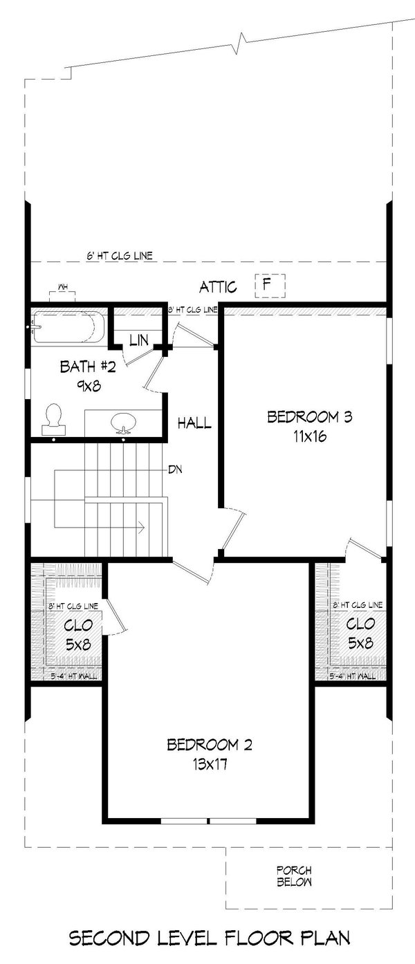 Bungalow Floor Plan - Upper Floor Plan #932-593