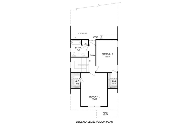 House Blueprint - Floor Plan - Upper Floor for Bungalow House Plan #932-593 - 3 bed, 2 bath