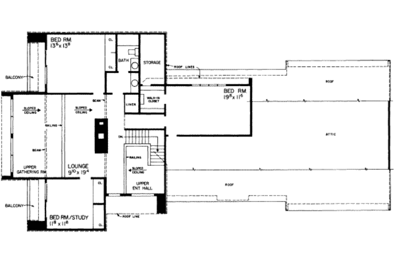 Home Plan - Floor Plan - Upper Floor for Contemporary House Plan #72-361 - 4 bed, 2.5 bath