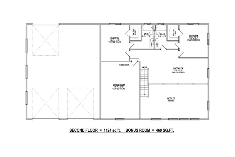 Dream House Plan - Floor Plan - Upper Floor for Barndominium House Plan #1084-9 - 3 bed, 3.5 bath