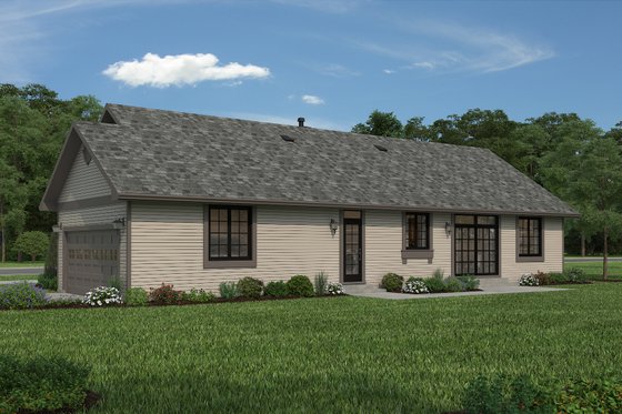 Exterior - Rear Elevation 3 for Ranch House Plan #18-9546 - 3 bed, 2 bath