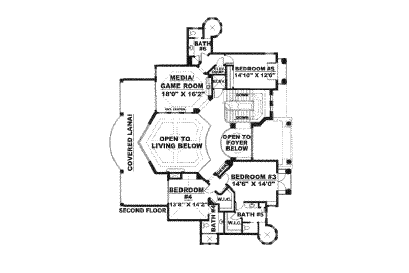 House Plan Design - Floor Plan - Upper Floor for Mediterranean House Plan #27-216 - 5 bed, 5.5 bath