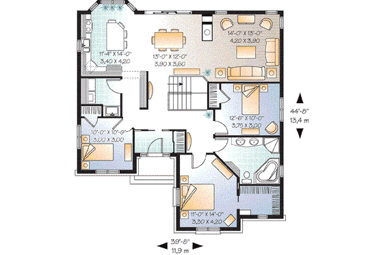 Floor Plan - Main Floor for Cottage House Plan #23-634 - 3 bed, 1 bath