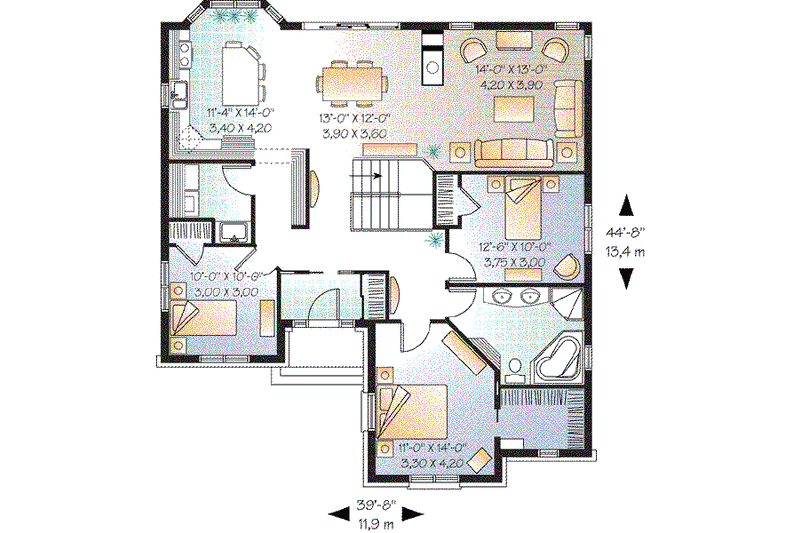 Dream House Plan - Floor Plan - Main Floor for Cottage House Plan #23-634 - 3 bed, 1 bath
