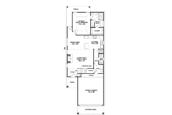 Floor Plan - Main Floor for Southern House Plan #81-140 - 3 bed, 2.5 bath