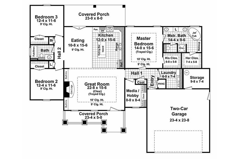 Dream House Plan - Floor Plan - Main Floor for Craftsman House Plan #21-267 - 3 bed, 2 bath