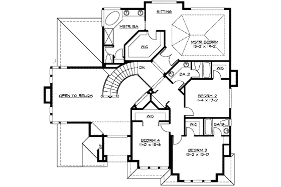 Floor Plan - Upper Floor for Traditional House Plan #132-156 - 4 bed, 3.5 bath