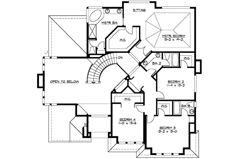 Dream House Plan - Floor Plan - Upper Floor for Traditional House Plan #132-156 - 4 bed, 3.5 bath