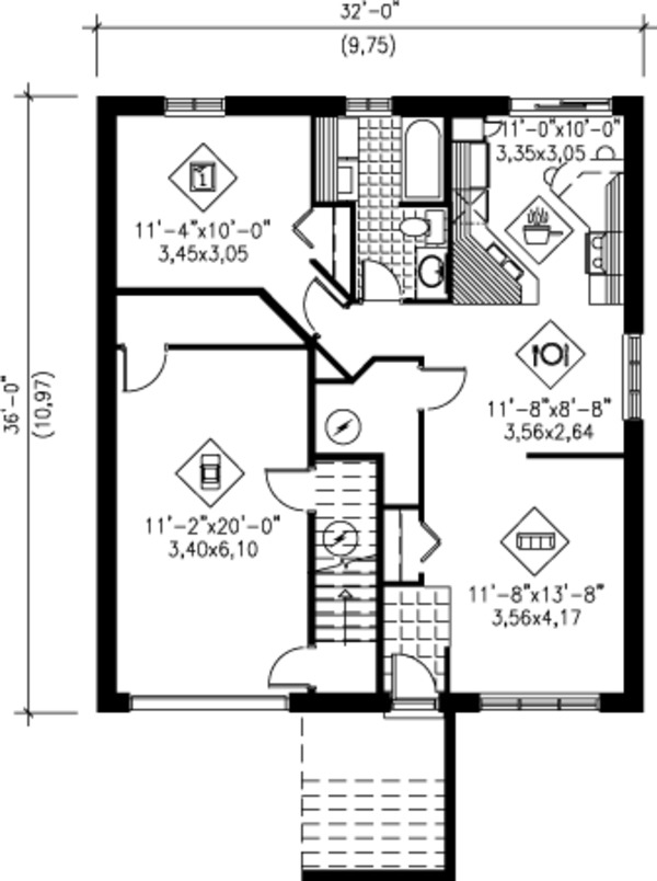 Contemporary Floor Plan - Lower Floor Plan #25-4260